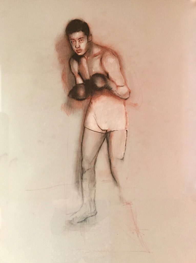 Joe Louis, by Nelson Nunez, 2018, charcoal