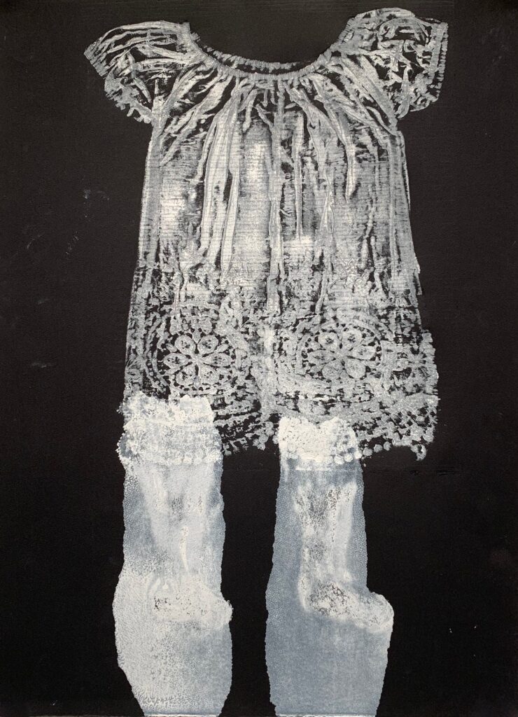 Falling, by Caitlin O'Brien, 2019, ink on paper