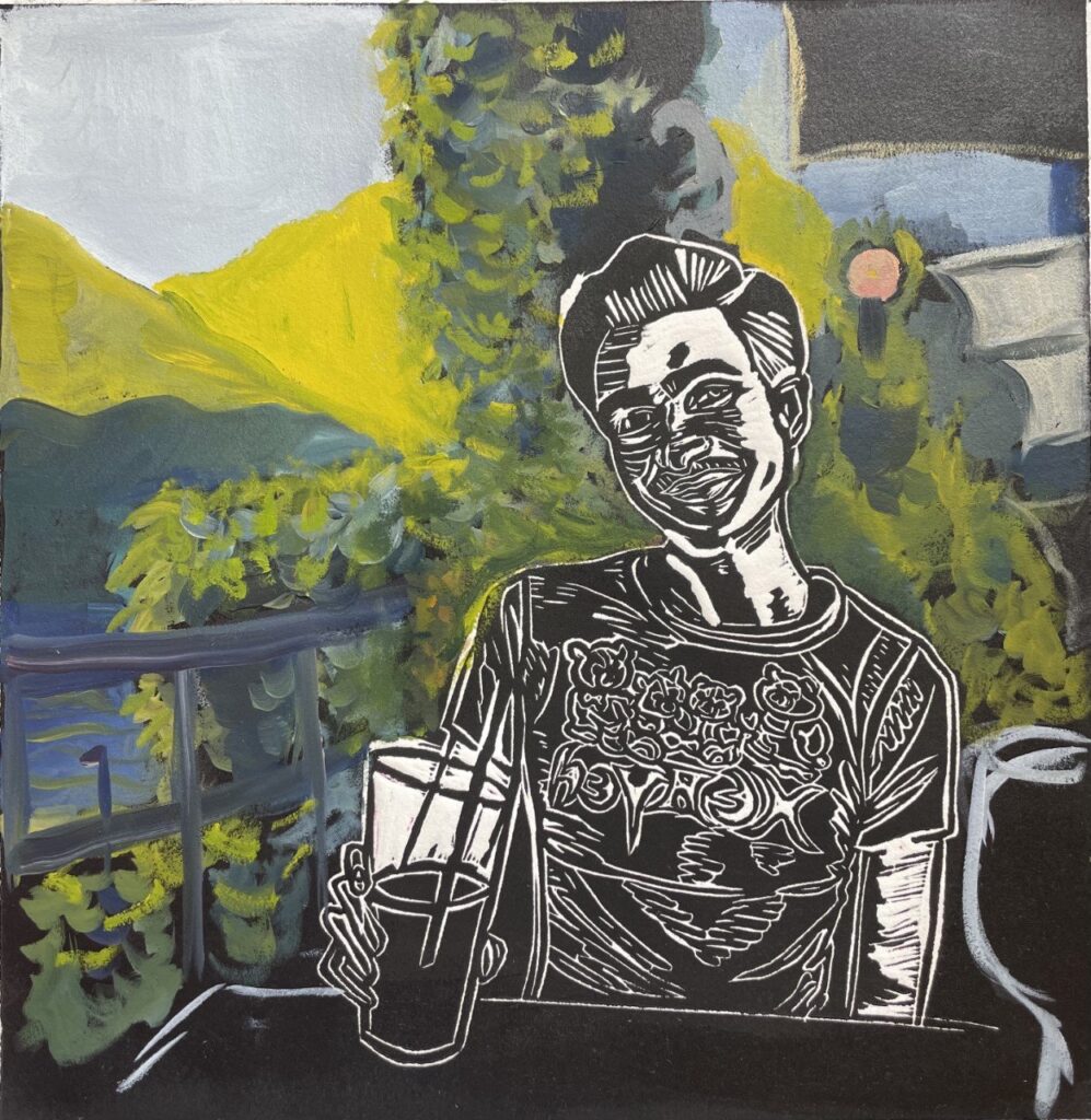 Thiago #2, by Maria Olsson Skalin, 2021, oil on cotton rag paper mounted to canvas