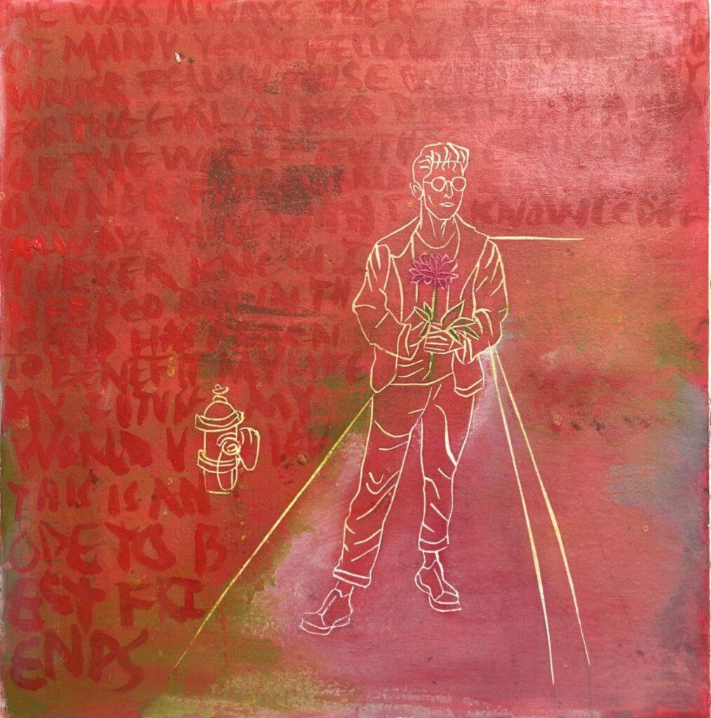 Walker, by Maria Olsson Skalin, 2021, oil on cotton rag paper mounted to canvas