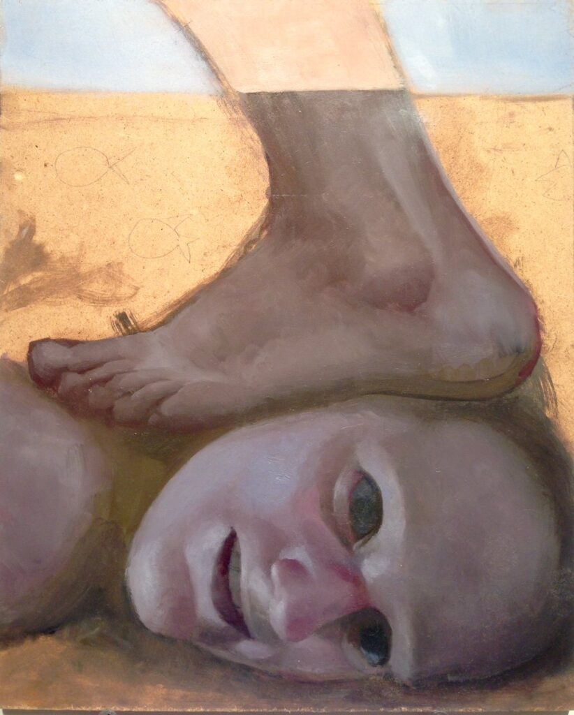 Getting the Joke, by Rebecca Orcutt, 2016, Oil on board