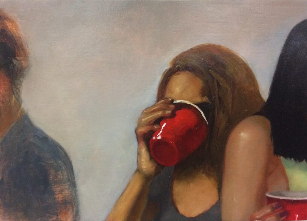 I Feel Weird at This Party, by Rebecca Orcutt, 2017, oil on panel