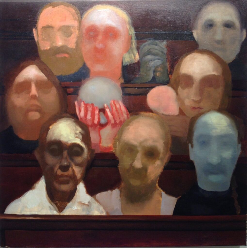 Pews, by Rebecca Orcutt, 2016, Oil on canvas