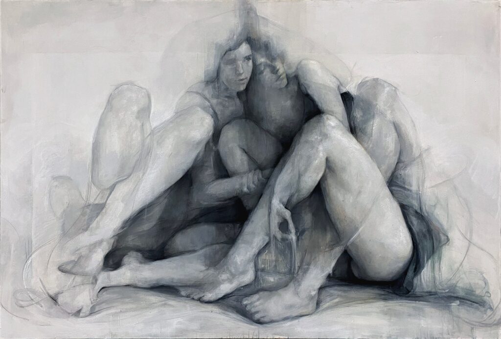 In Between, by Madeline Owen, 2024, graphite, charcoal, and acrylic on canvas
