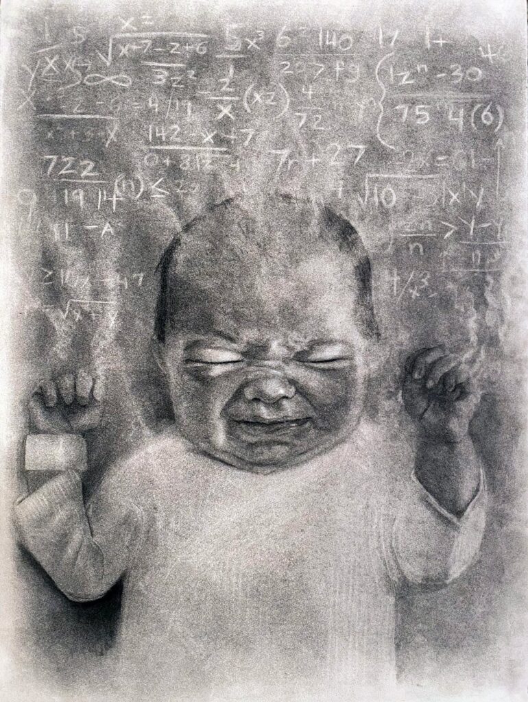 What is Unknowable, by Phil Padwe, 2020, charcoal on Arches watercolor paper
