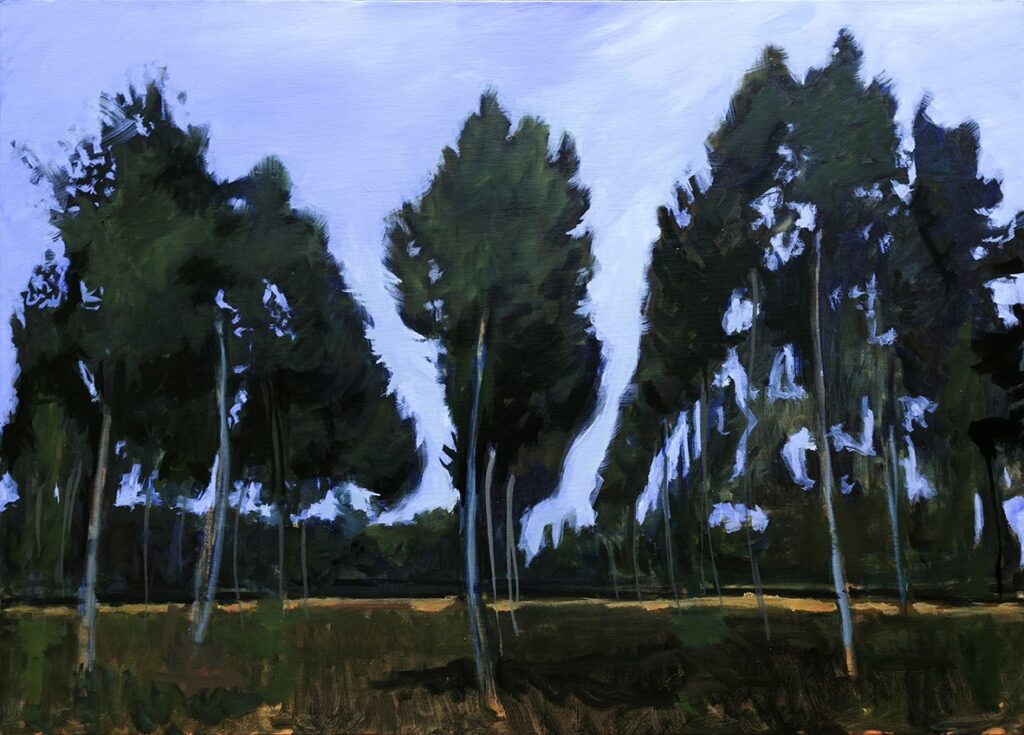 Plum Village, by Felice Panagrosso, 2019, oil on canvas