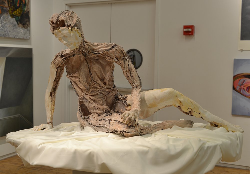 Awakening, by Stefania Panepinto, 2015, Steel, wax, plaster, wood, fabric