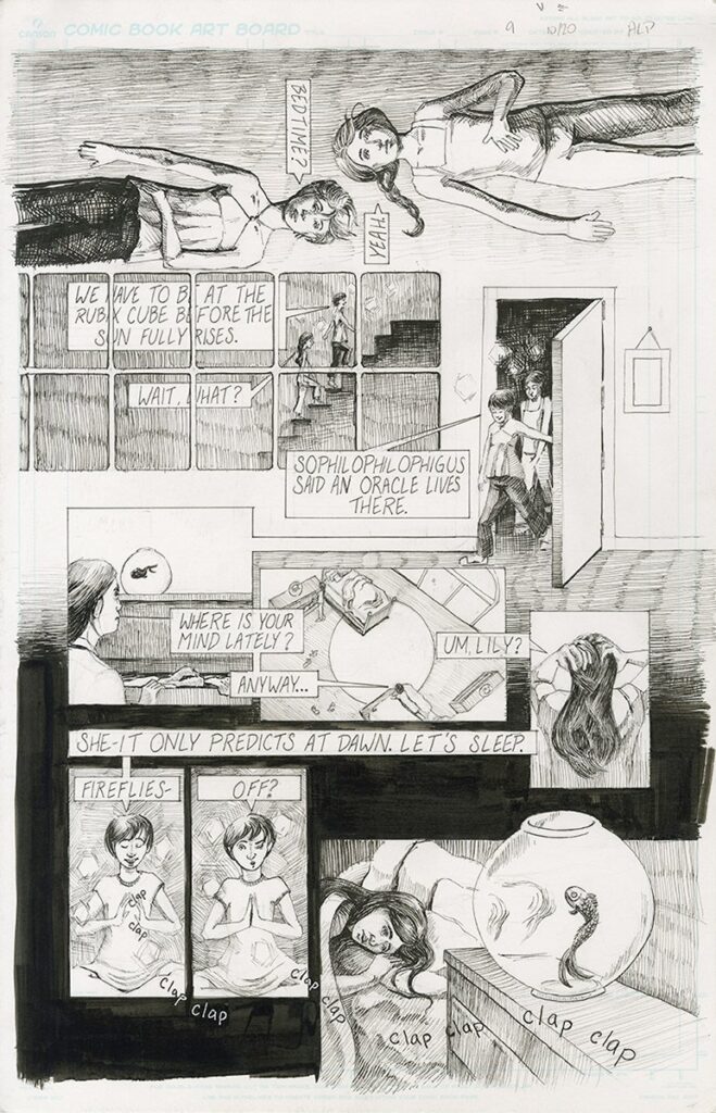 Terra Ignota, Page 9, by Alexia Papavasilakis, 2022, ink on paper