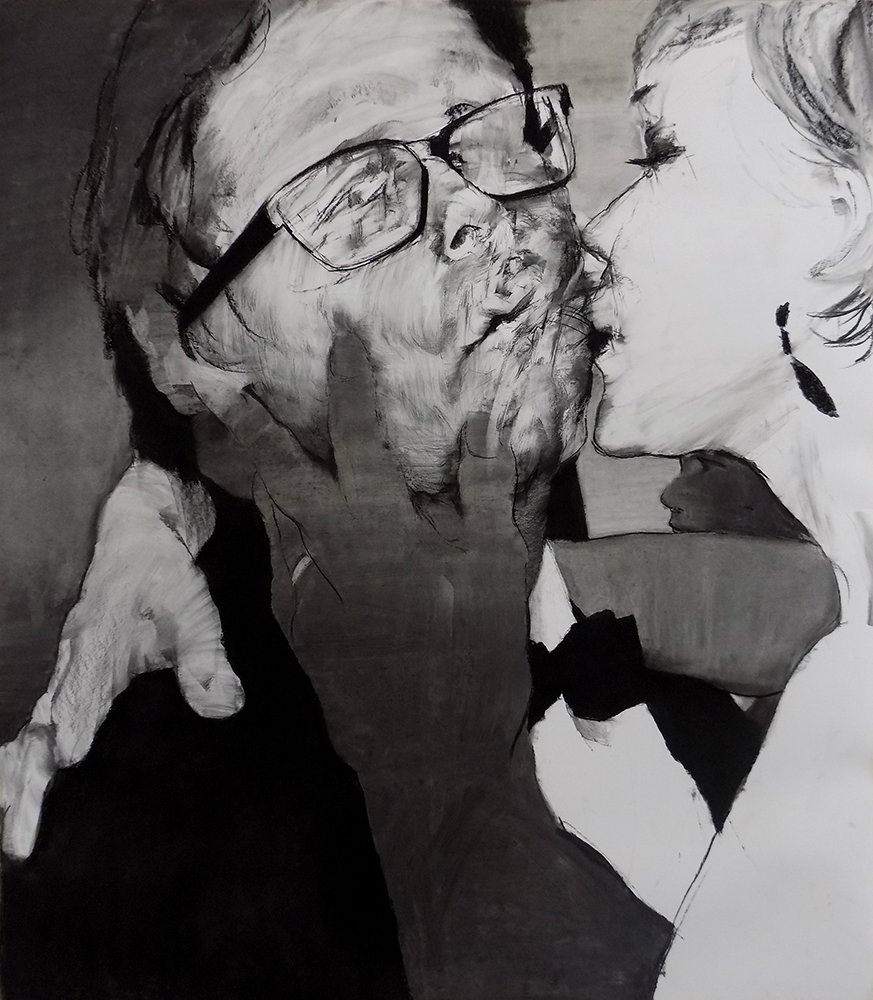 Dotted Line, by Anna Park, 2019, charcoal on paper