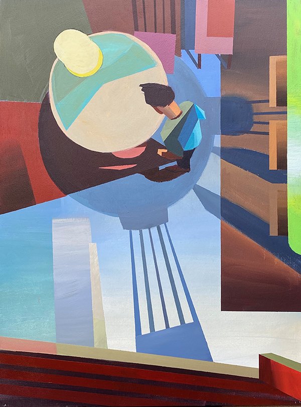 Late Night Cabin Interior, by Austin Park, 2020, acrylic on panel