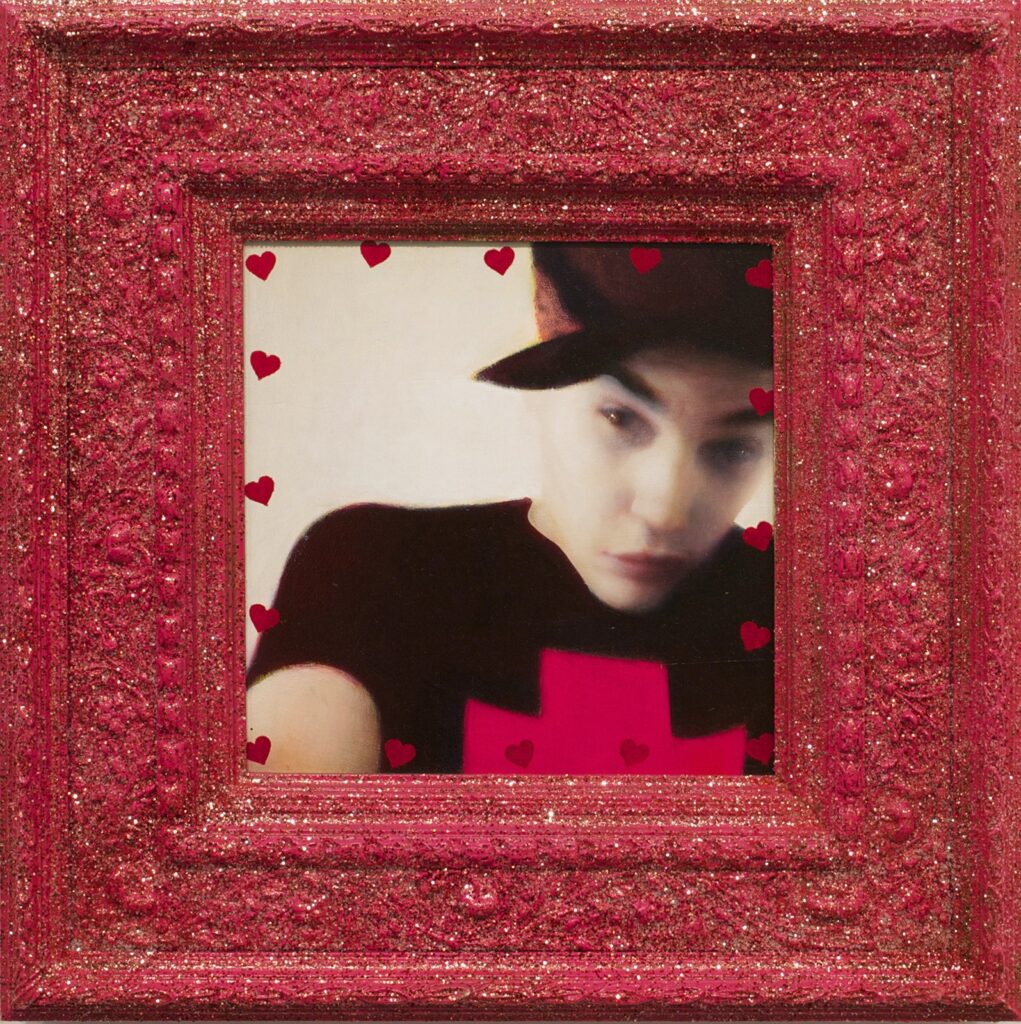 Justin Bieber has Feelings Too, by Eric Pedersen, 2014, Oil, spray paint, glitter, diamond dust on panel