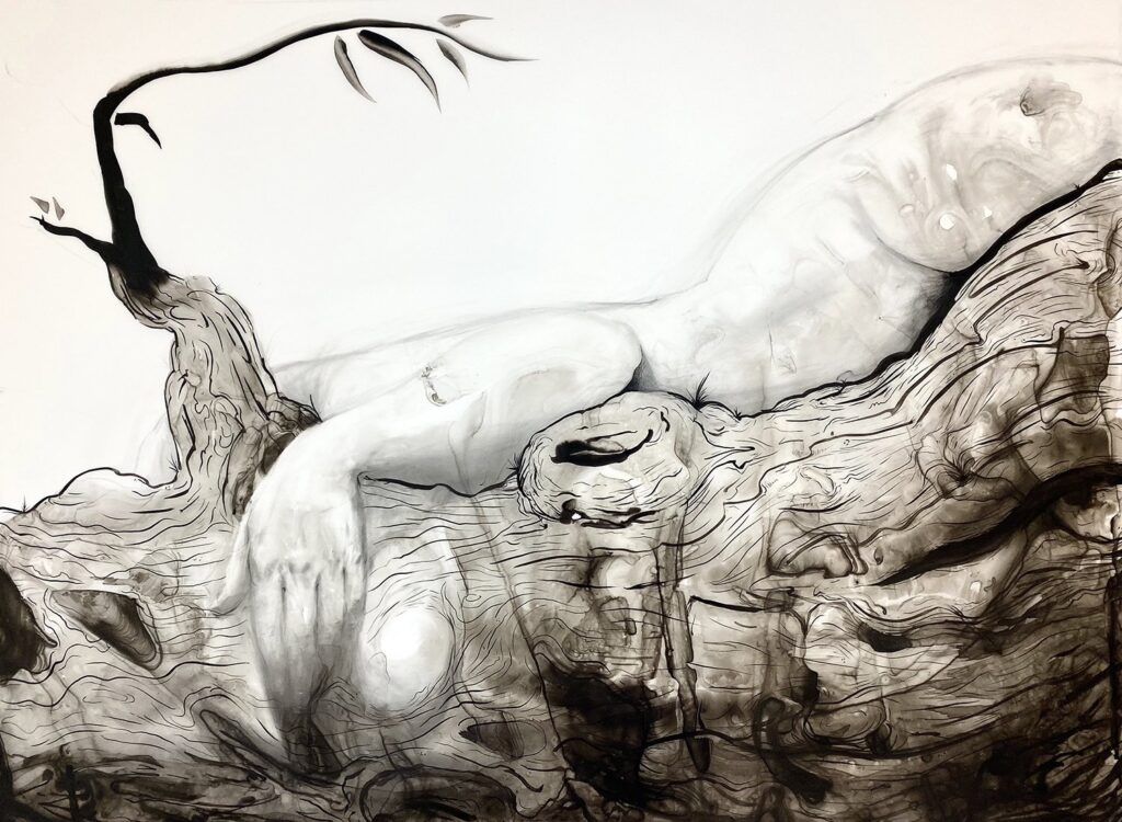 Embrace Yourself, by Eliana Perez, 2019, ink and graphite on Denril