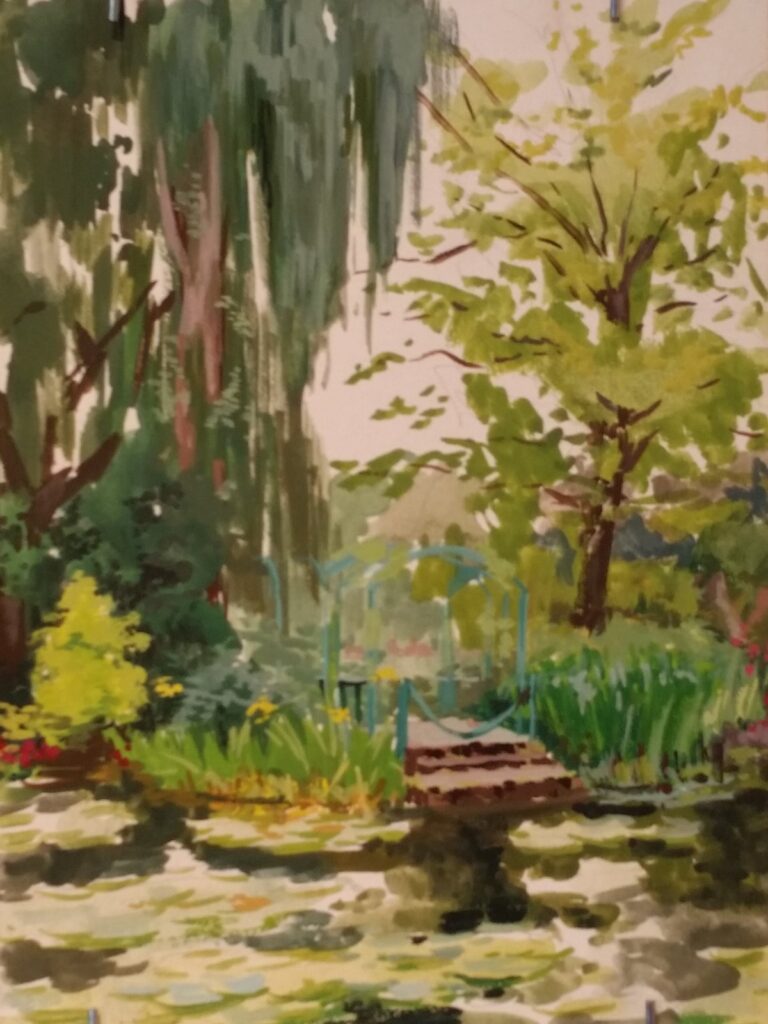 Monet's Garden, by Max Perkins, 2014, Gouache on illustration board