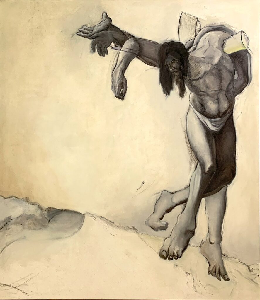 The Two Thieves, by Jay Peterzell, 2023, oil and charcoal on canvas
