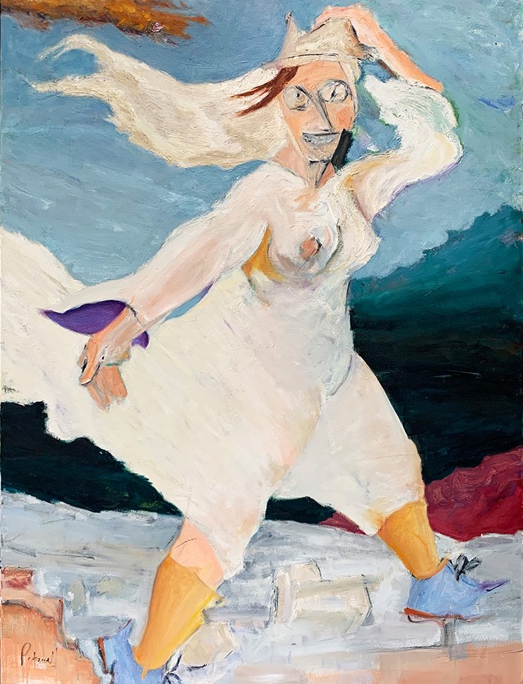 Wind Nun, by Jay Peterzell, 2019, oil and charcoal on canvas