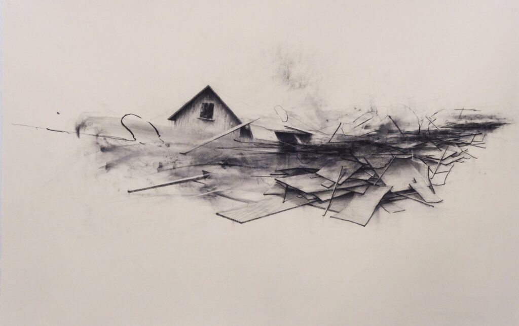 A Plot of Recurrence II, by Lowell Poisson, 2016, Charcoal on paper