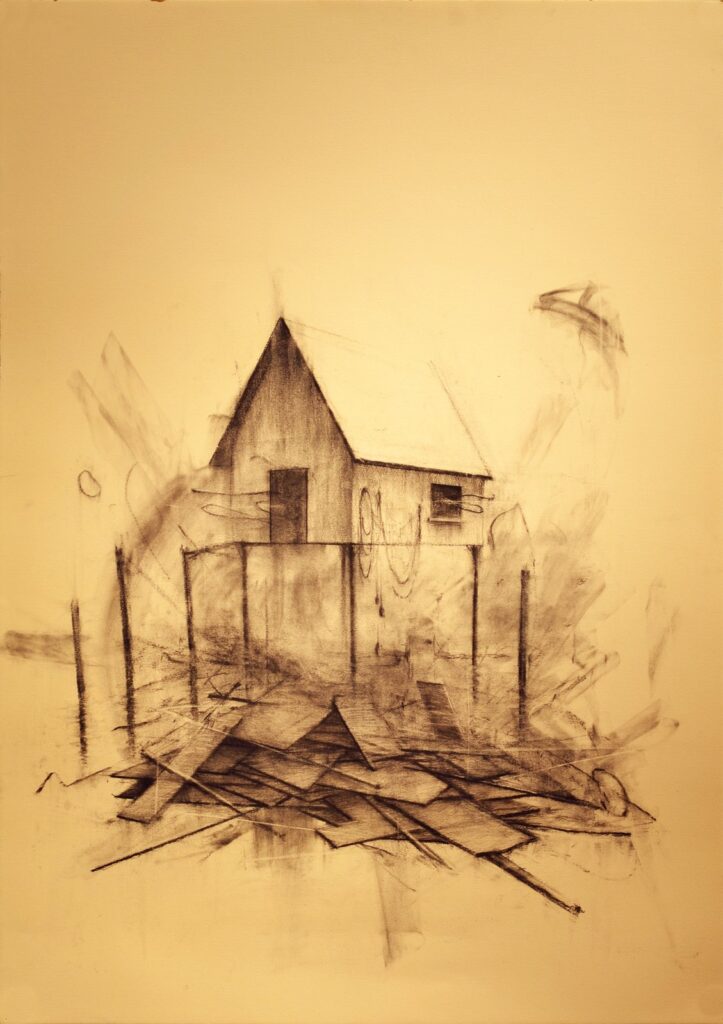 Untitled, by Lowell Poisson, 2016, Charcoal on paper