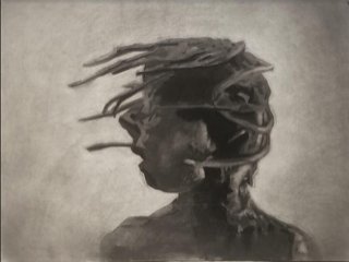 Untitled Left, by Erin Pollock, 2019, charcoal on paper