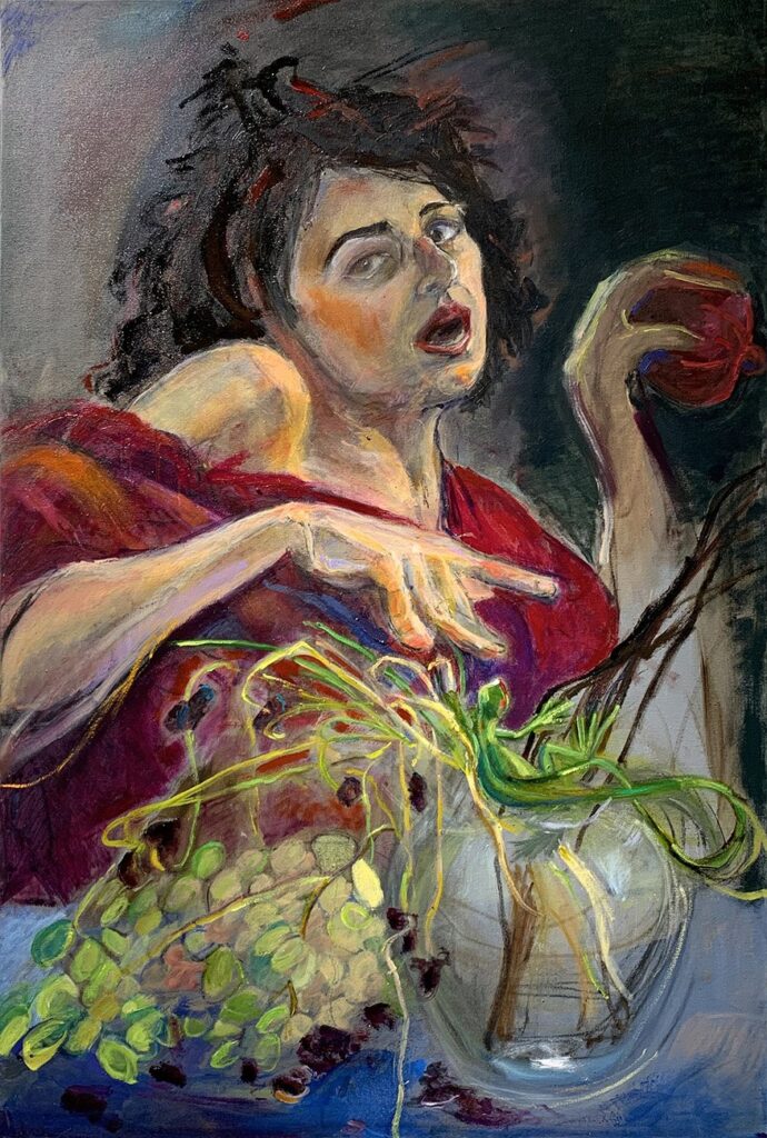Self-Portrait after Caravaggio, by Katherine Pope, 2022, oil on canvas