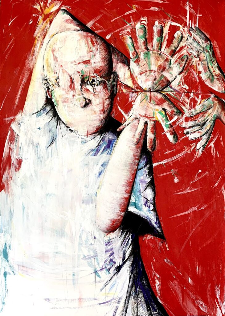 God Loves Satan on Paper, by Bo Prather Not for Sale, 2020, acrylic and pen on paper