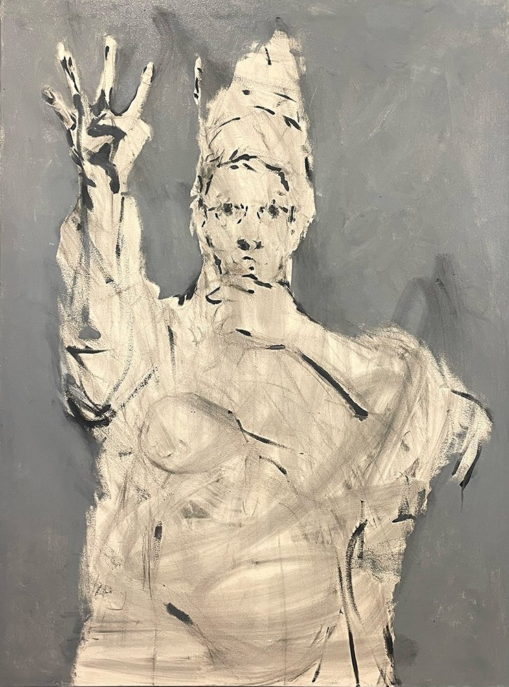 New Arena Pregnancy, by Bo Prather, 2024, oil and charcoal on canvas