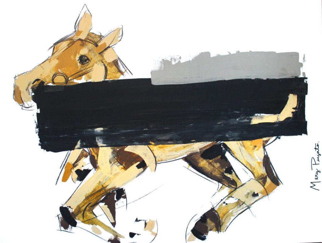 New York 1, by Mery Pujato, 2020, gouache, acrylic gesso, and charcoal on canvas