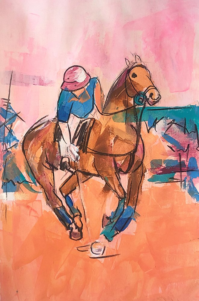 Pink Cloud, by Mery Pujato, 2020, acrylic and charcoal on paper