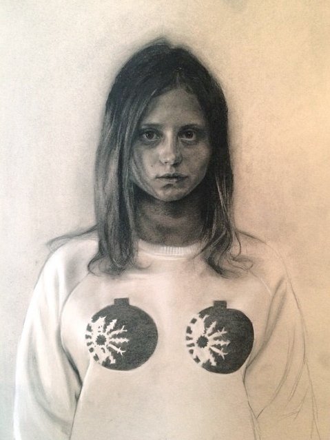 Sonia Study, by Amanda Pulham, 2014, Charcoal on paper