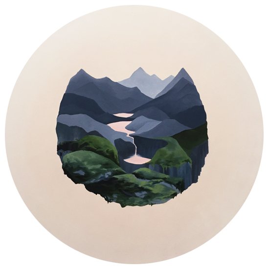 Lens, by Gianna Putrino, 2019, oil on canvas, 36 inches diameter