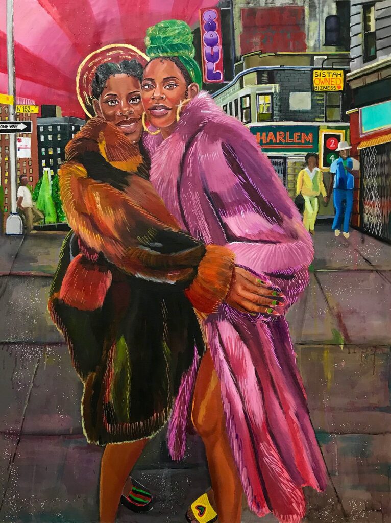 Soul of Harlem, by Mieyoshi Ragernoir, 2021, oil, oil pastel, glitter, and acrylic on canvas