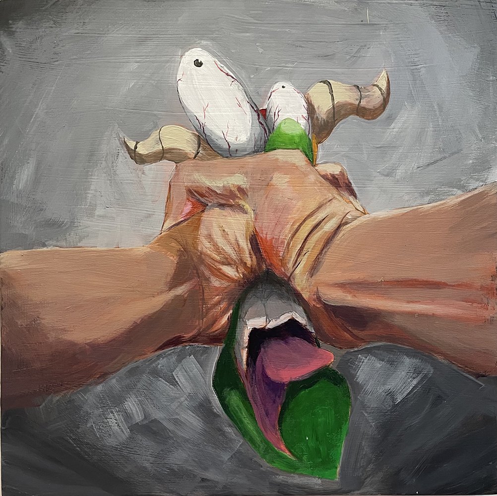 DORKFACE Compressed, by Joshua Ramos, 2021, acrylic on panel