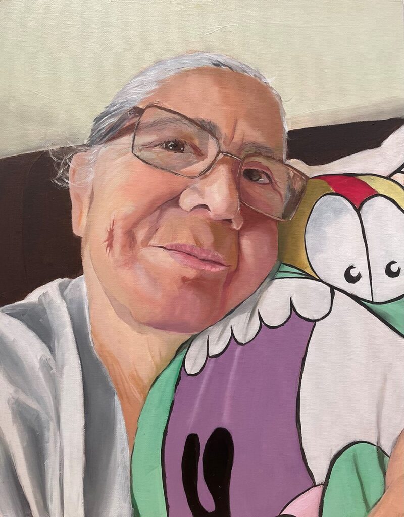 Grandma Loves DORKFACE, by Joshua Ramos, 2021, oil on canvas panel