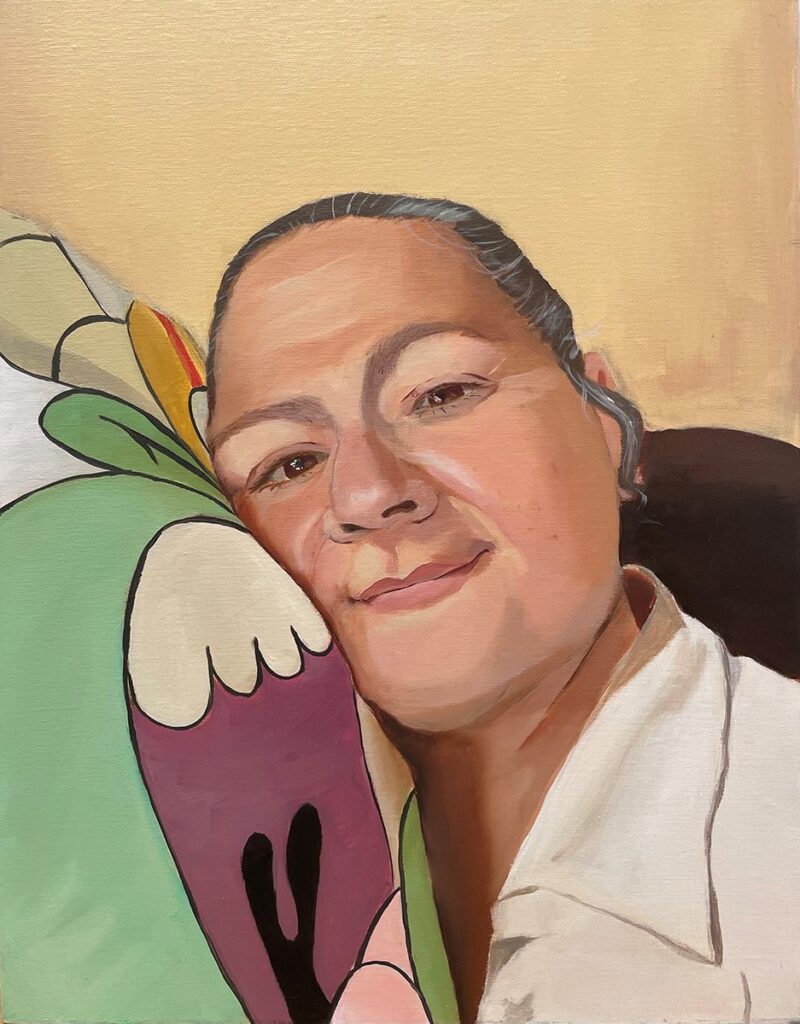 Mom Loves DORKFACE, by Joshua Ramos, 2021, oil on canvas panel