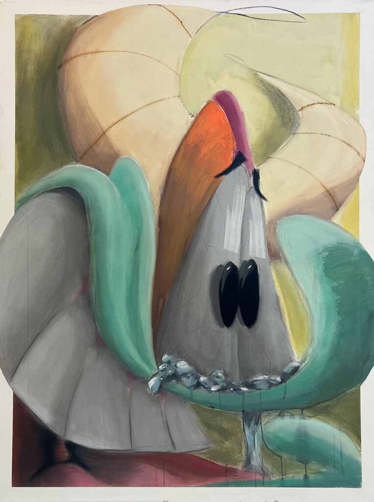 On Edge, by Joshua Ramos, 2022, acrylic, soft pastel, and charcoal on paper