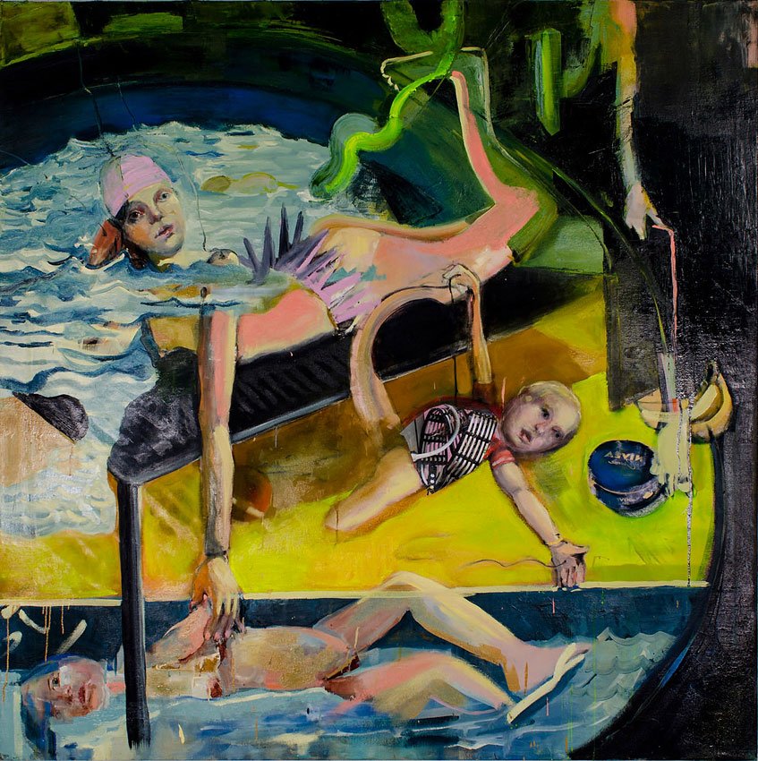 Picnic on Valentine's Day, by Friederike Reveman, 2013, Oil and collage on linen