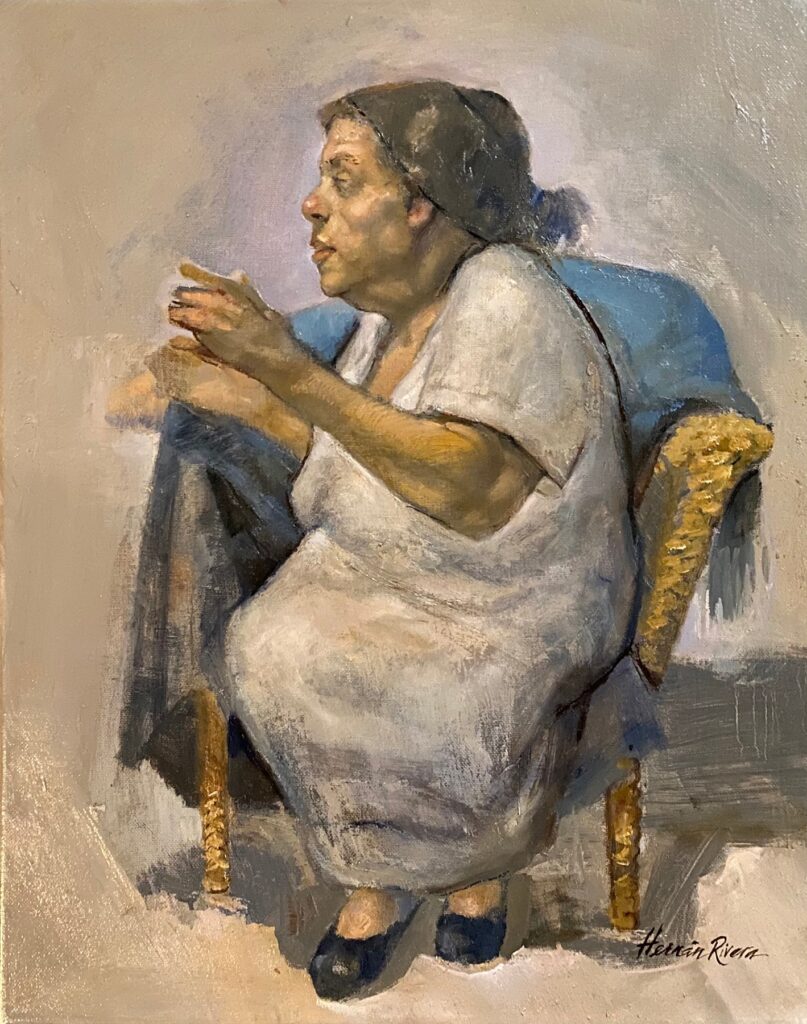 El Sermon, by Hernán J. Rivera, 2020, oil on canvas