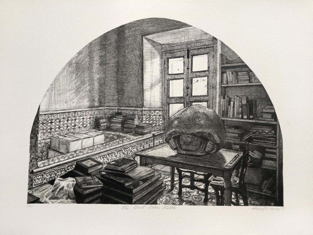 The Giant Stone Turtle, by Maxwell Roath, 2019, lithograph on paper