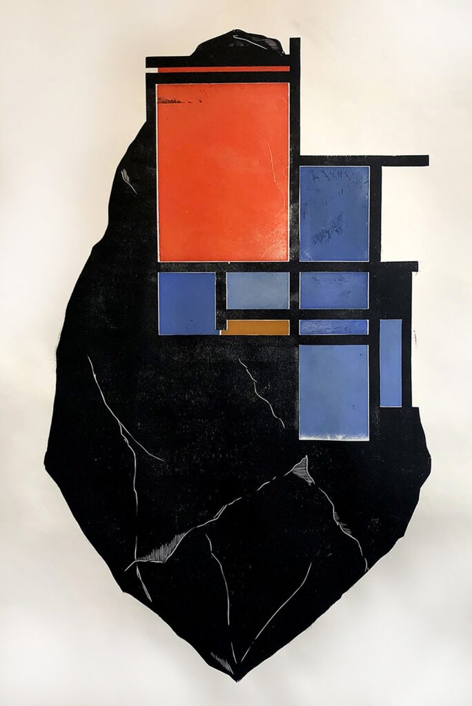 Monolith, by Maxwell Roath, 2019, etching, and aquatint on paper