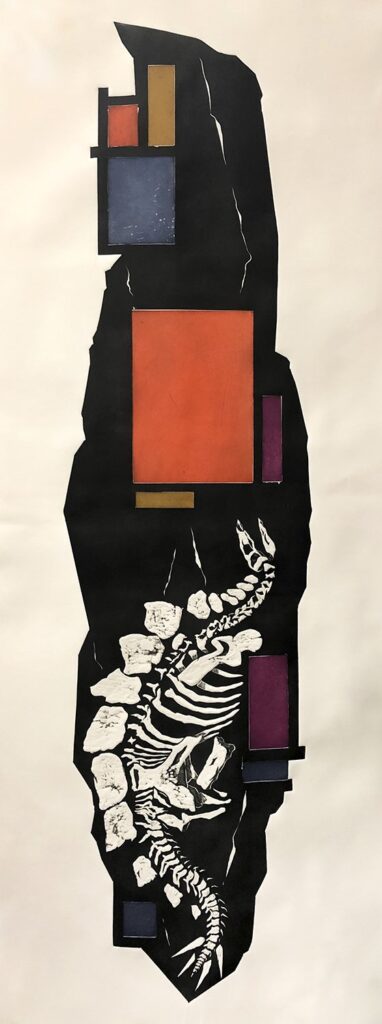 Monolith, by Maxwell Roath, 2019, etching, and aquatint on paper