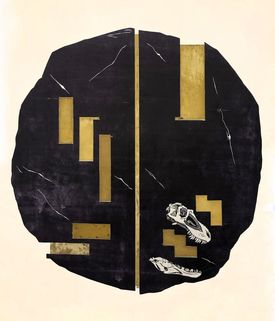 Monolith, by Maxwell Roath, 2019, etching, and aquatint on paper