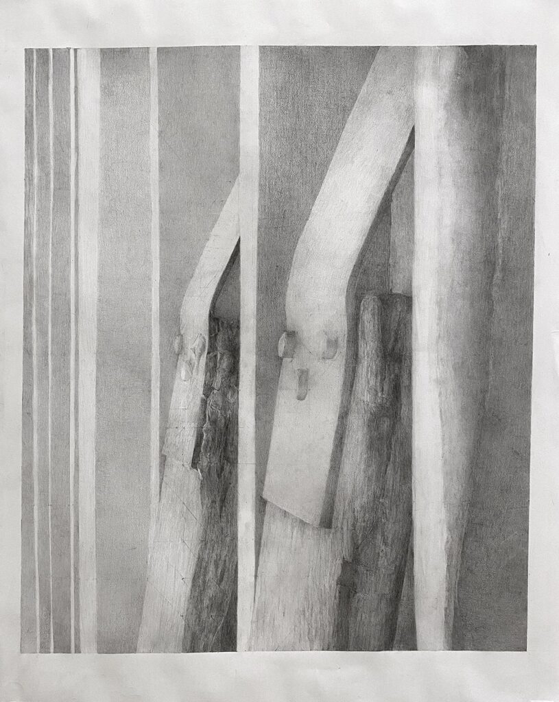 Latched, by Sandra Reese Roberts, 2020, graphite on paper