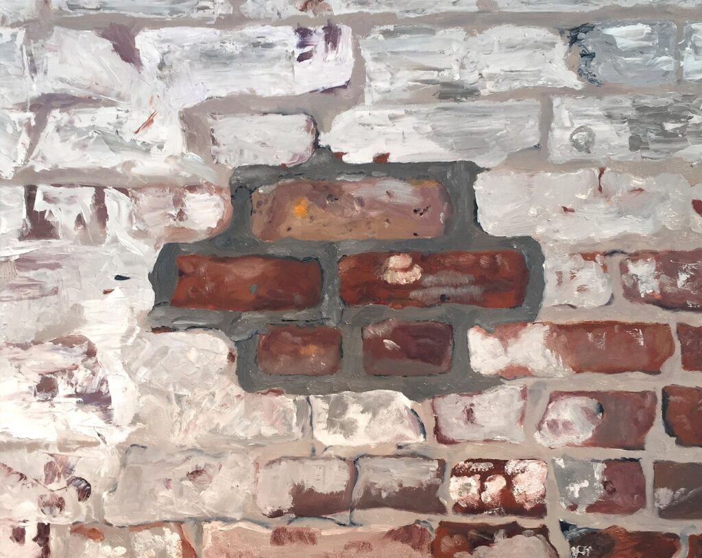 Portait in Brick and Mortar, by Erica Rochelle, 2017, oil on panel