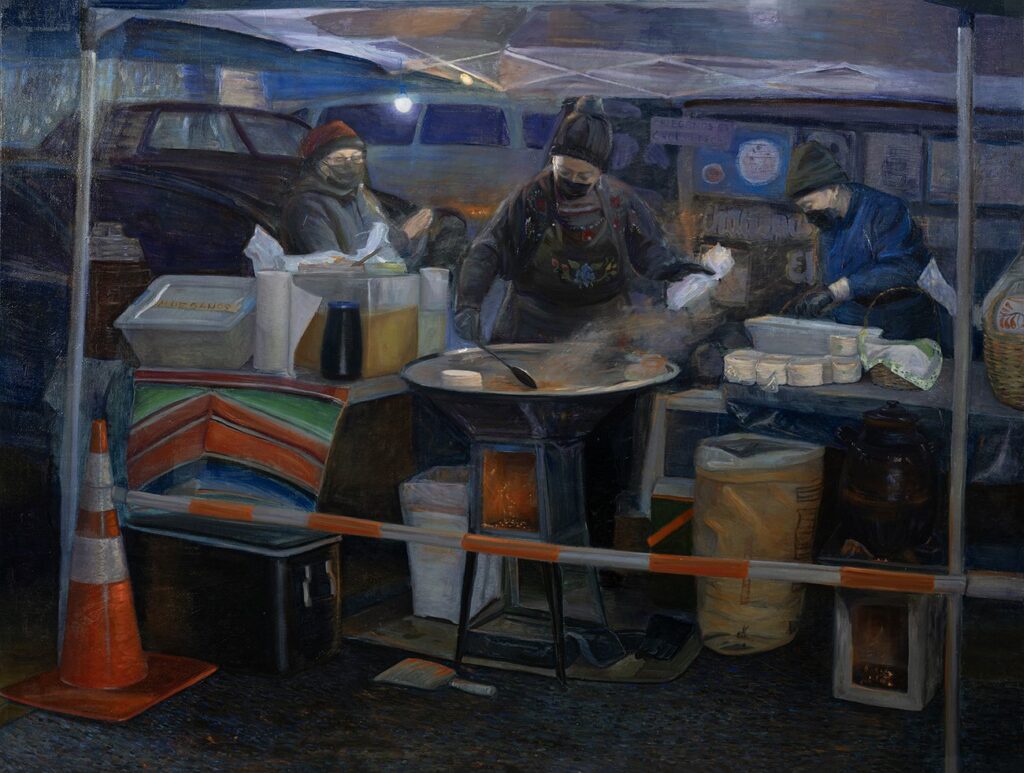 Chalupas Poblanas El Tlecuile, by Audrey Rodriguez, 2023, oil on canvas