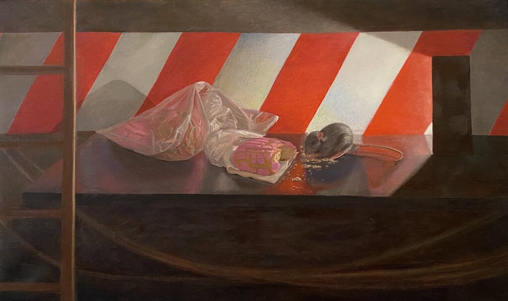 Concha Rat, by Audrey Rodriguez, 2023, oil on linen