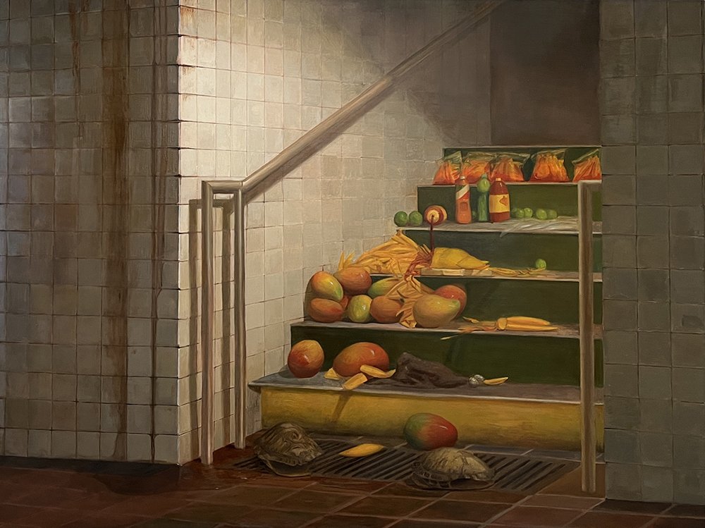 Exodus and Consumption, by Audrey Rodriguez, 2022, oil on linen