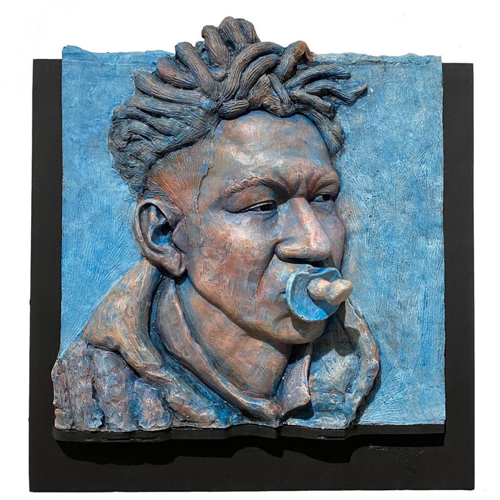 The Pacifier, by Leonardo Rodriguez, 2021, acrylic on wood panel