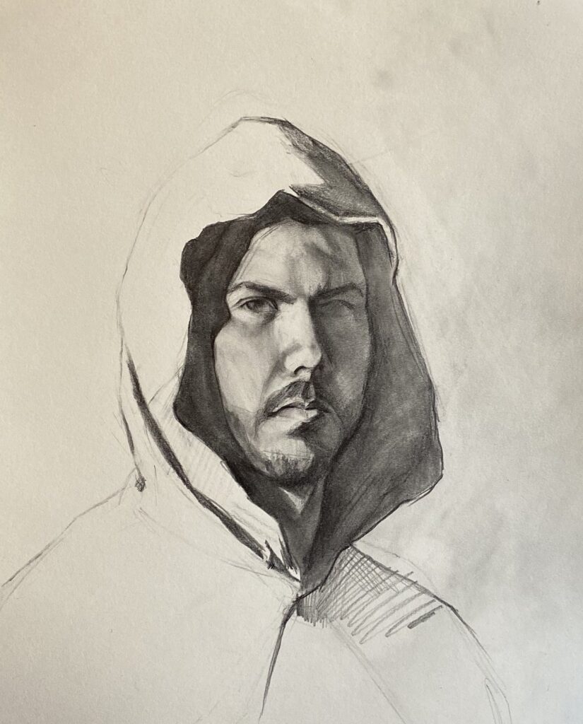 Alternate Self-Study, by Luis Angel Rodriguez, 2020, graphite on paper