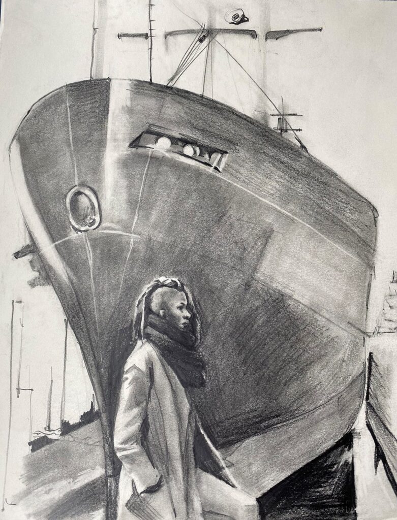 Luis Rodriguez Navy Yard, by Luis Angel Rodriguez, 2019, graphite on Strathmore paper