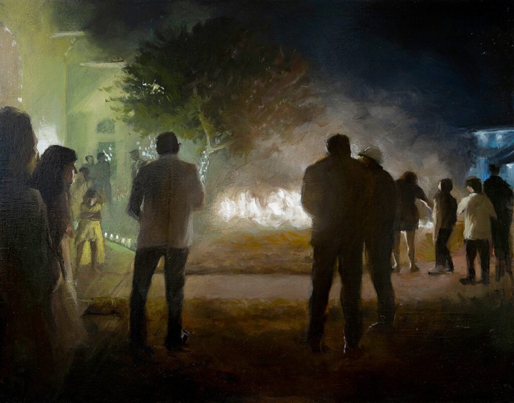 All the Lies and the Truths, by Elena Rodz, 2023, oil on panel