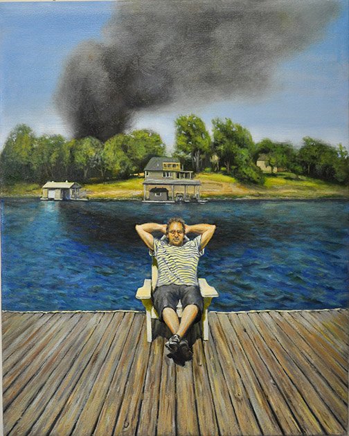 Day at the Lake, by Patrick Romine, 2019, oil on linen
